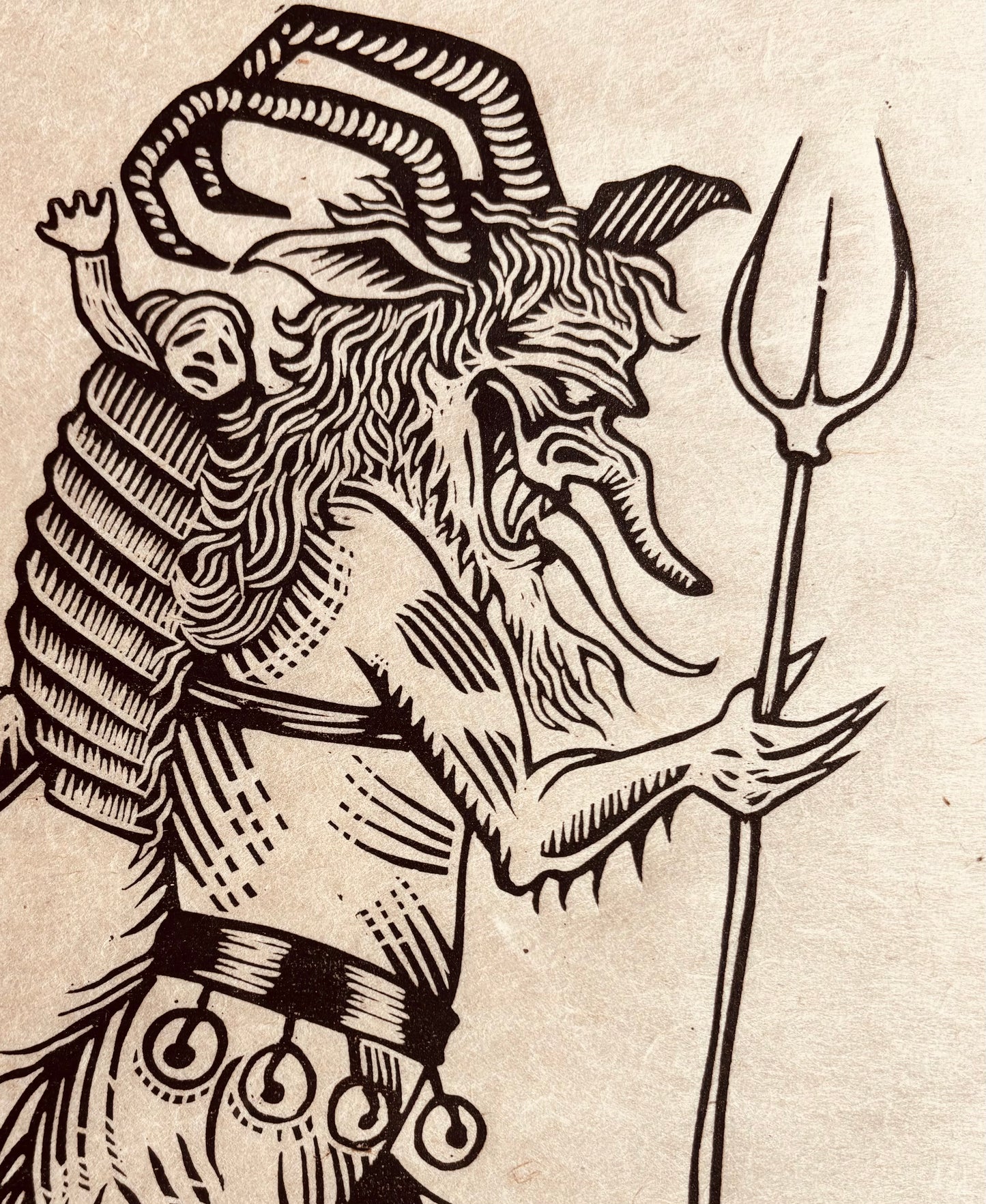 Whitby Krampus Run 2024 Linocut