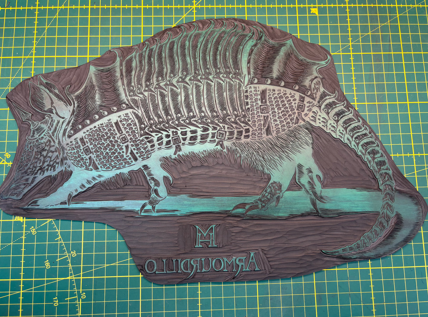 Armourdillo Linocut Print