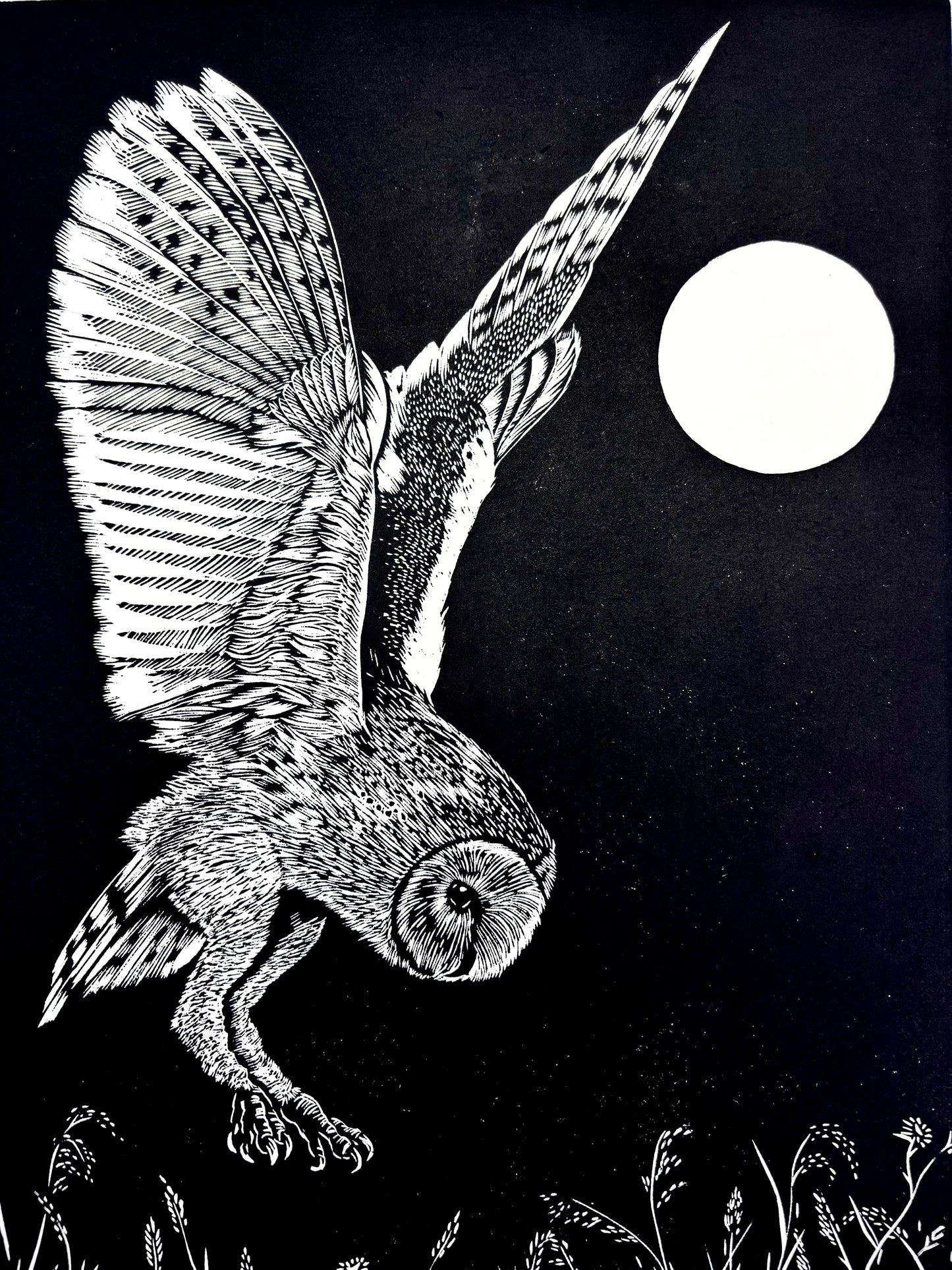 Night Harvest - woodcut print