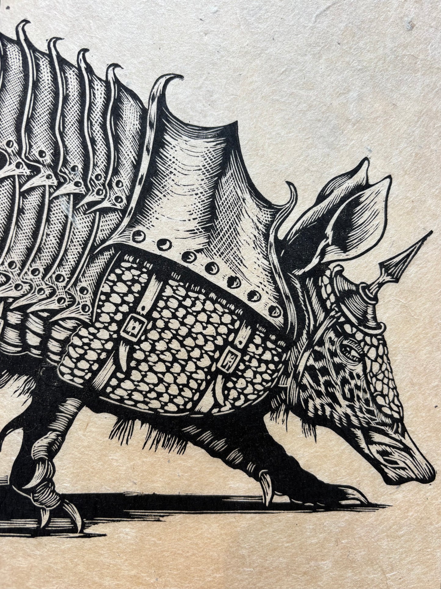 Armourdillo Linocut Print