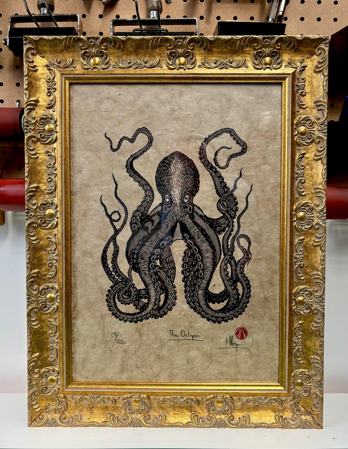 The Octopus (small) Linoprint