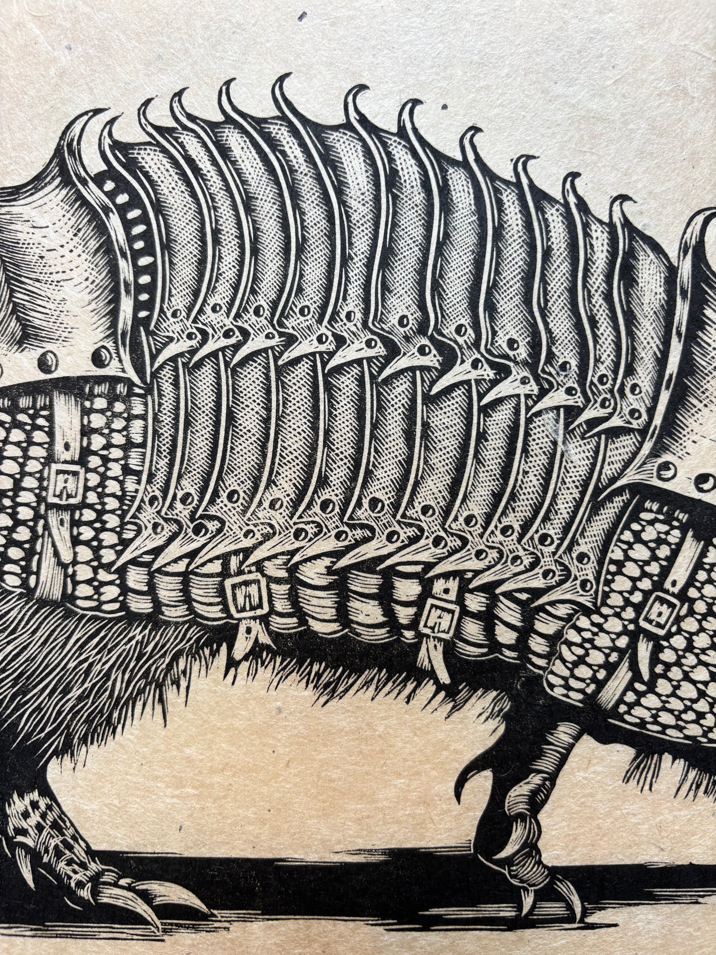 Armourdillo Linocut Print