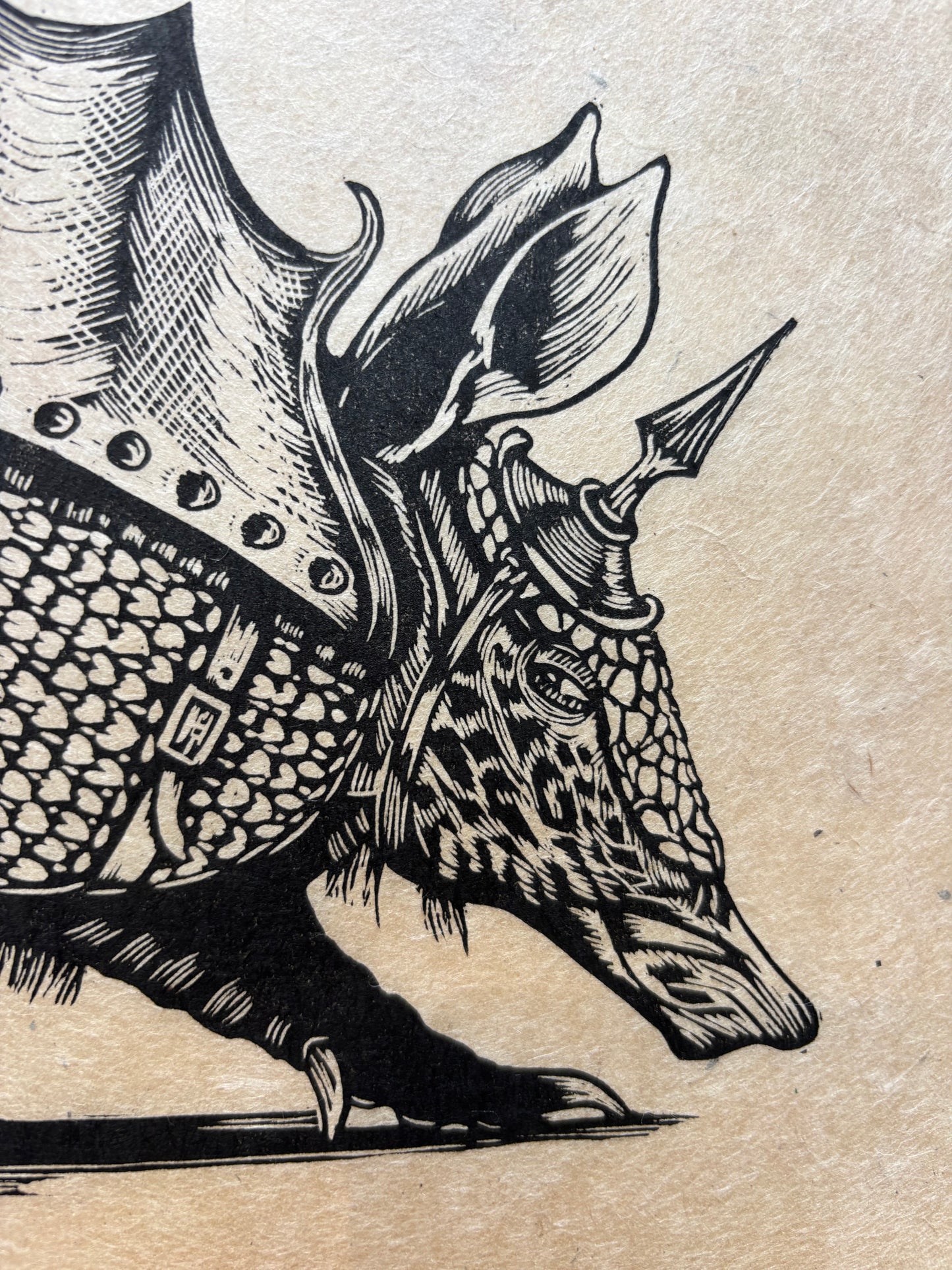 Armourdillo Linocut Print