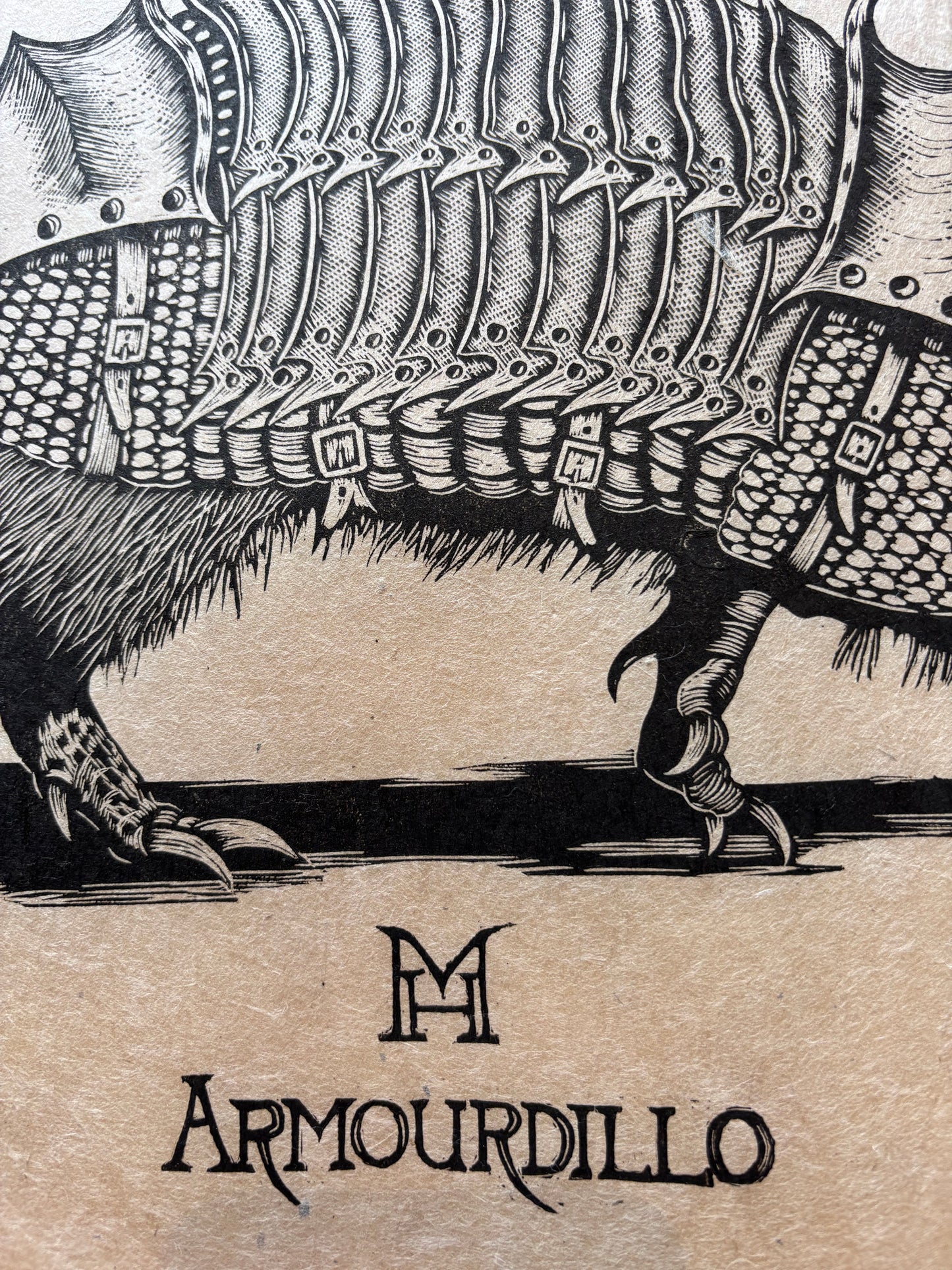 Armourdillo Linocut Print