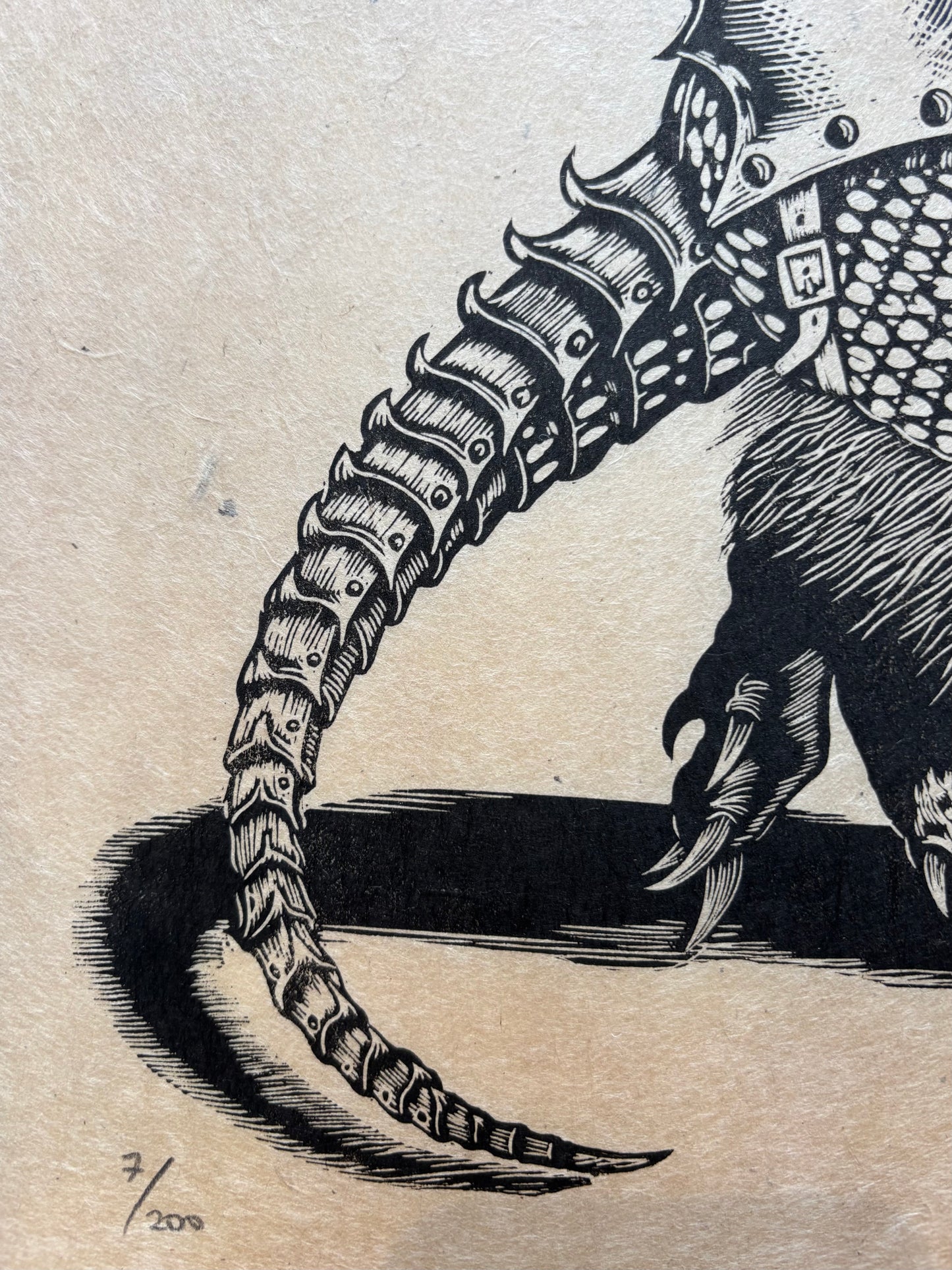 Armourdillo Linocut Print