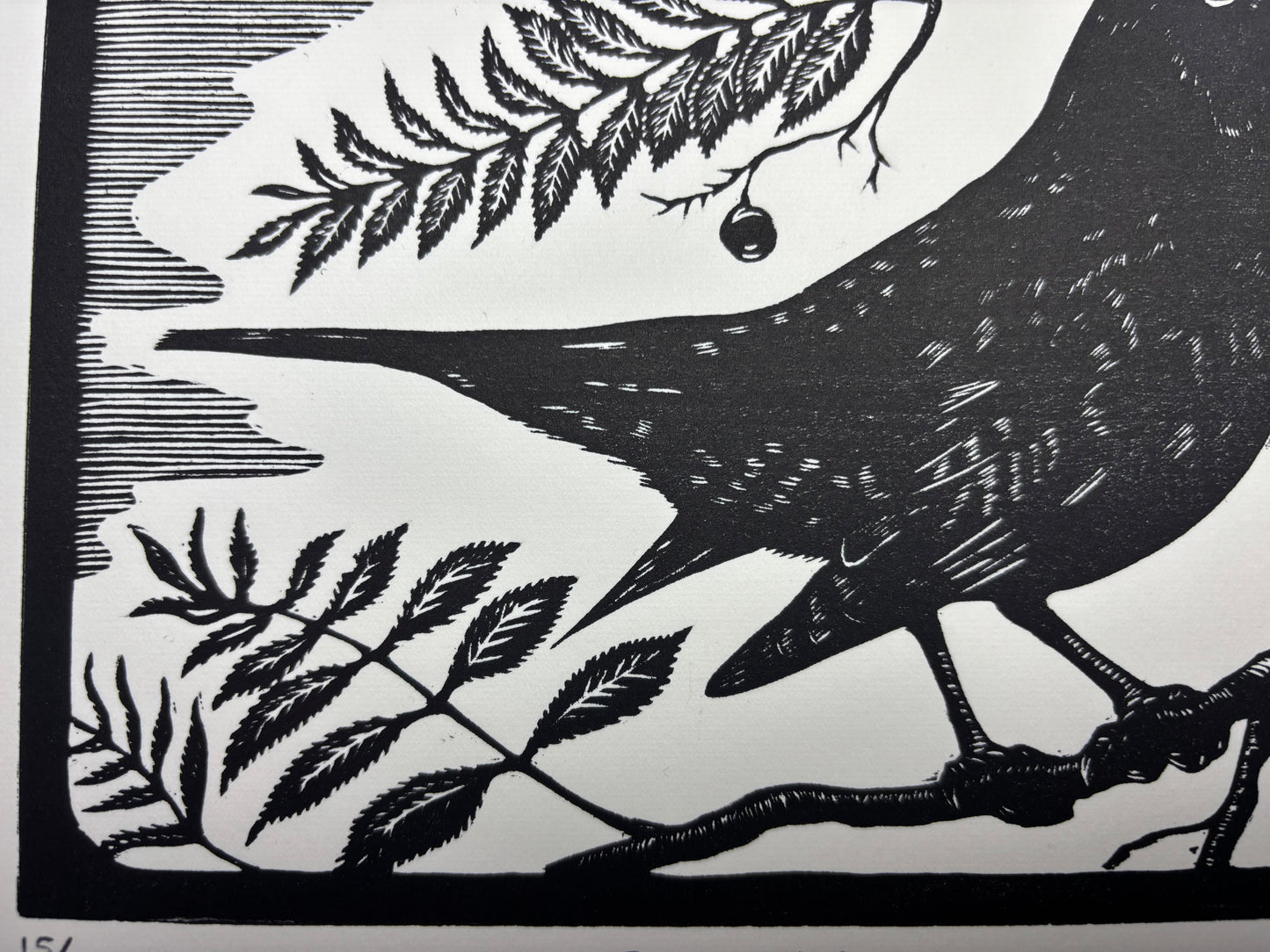 The Blackbird Woodcut Print