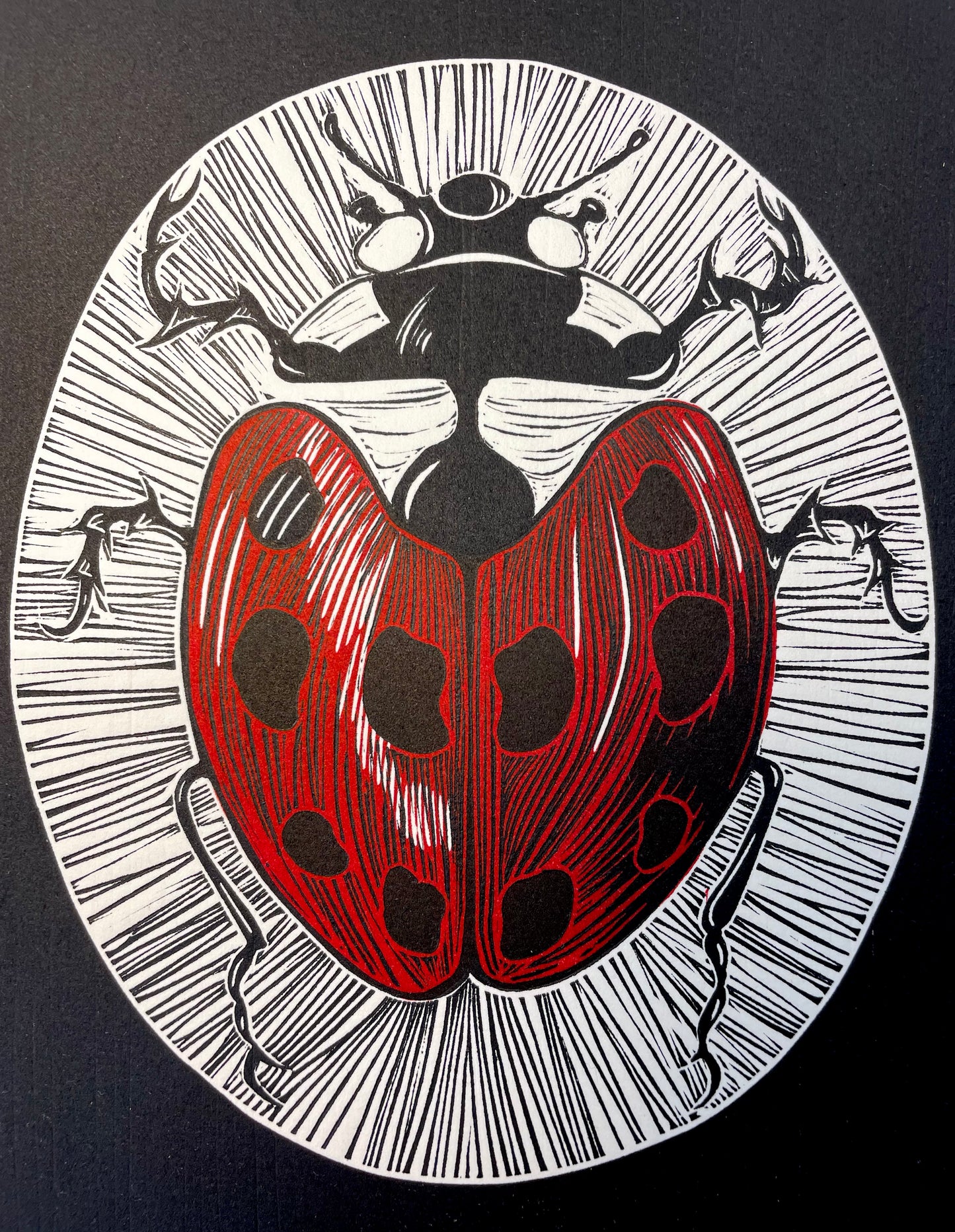 Ladybird Ladybug Linocut print