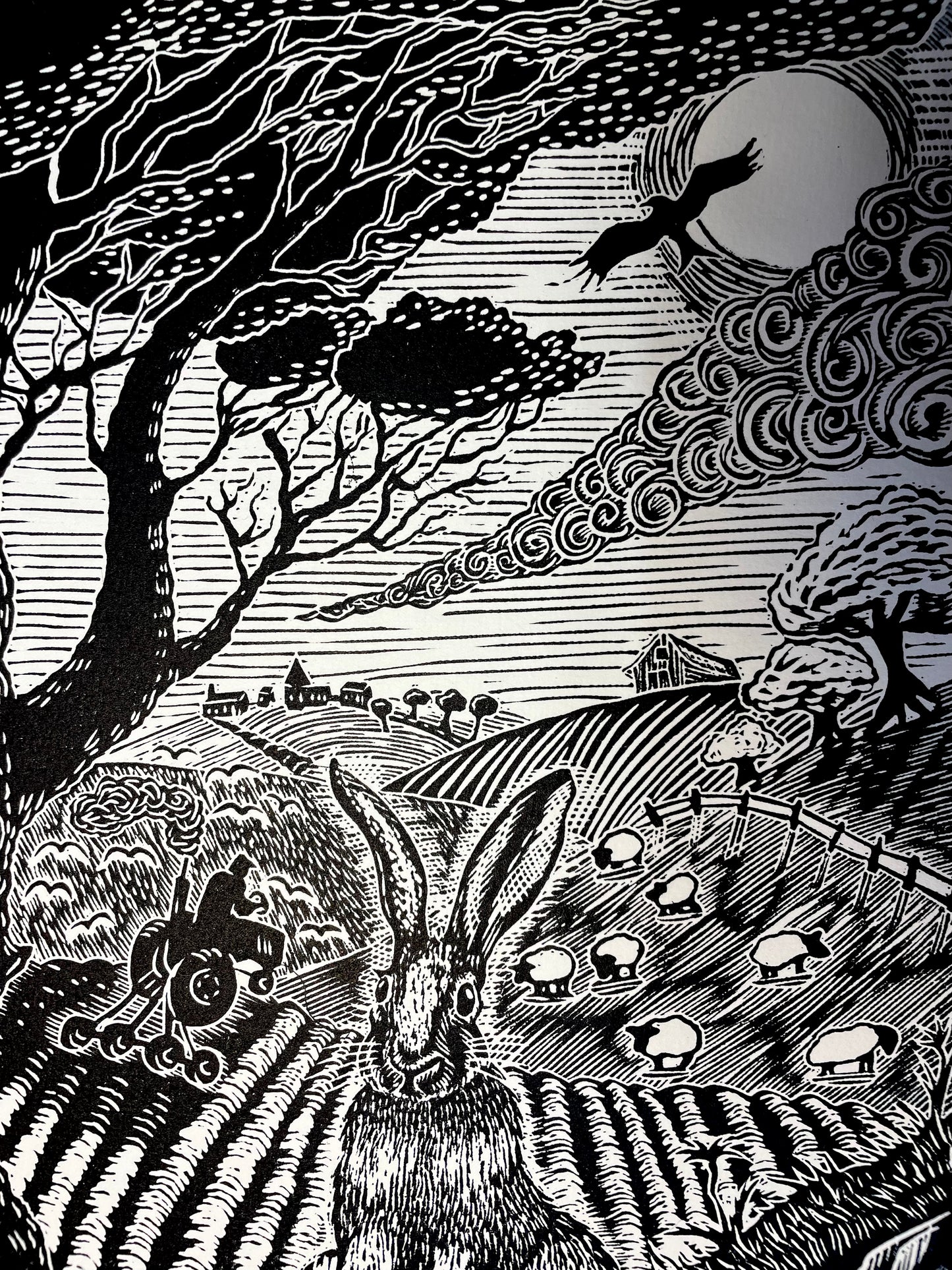 The Hare Linocut