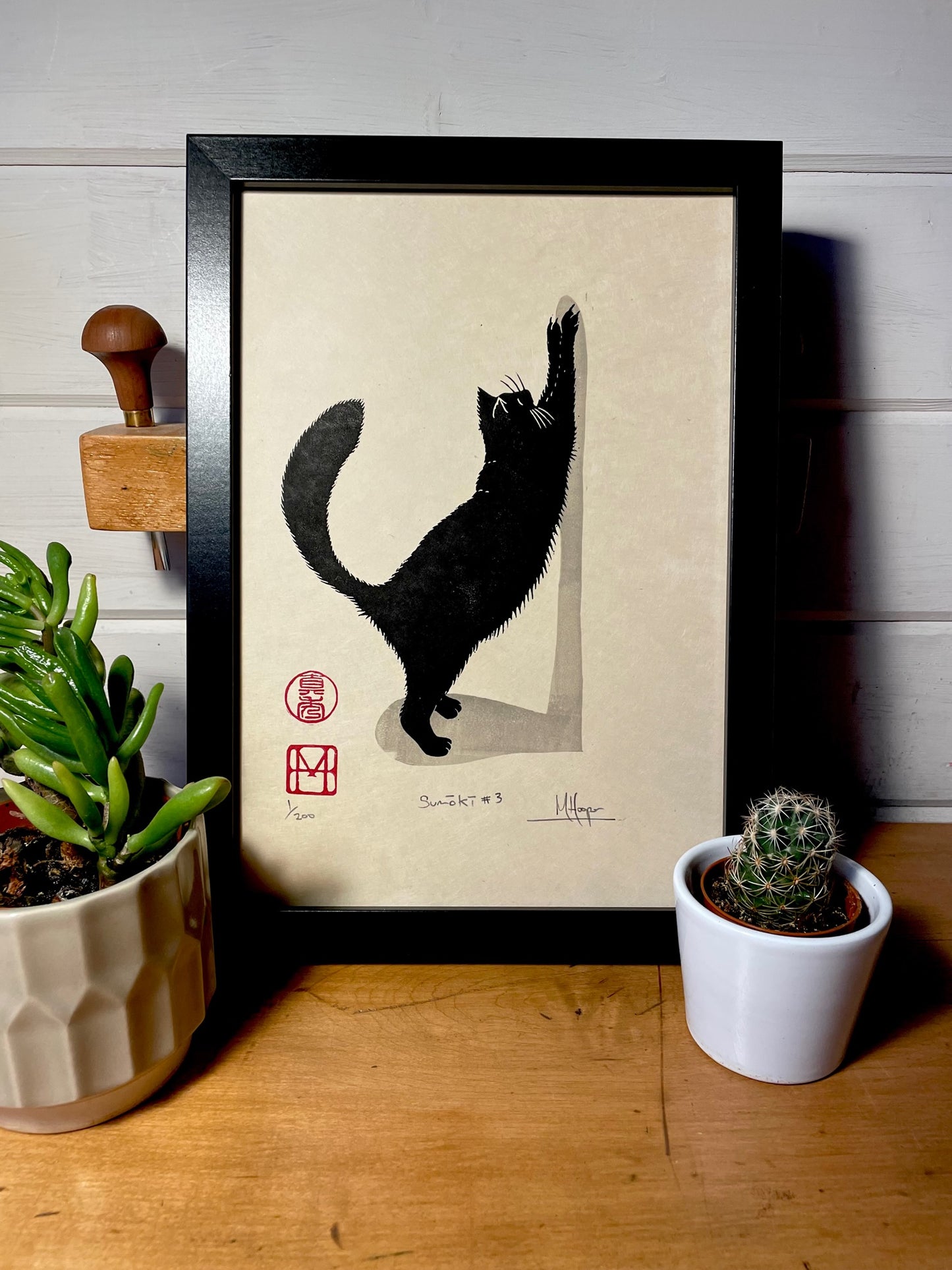 Sumōkī #3 - Japanese inspired cat linocut