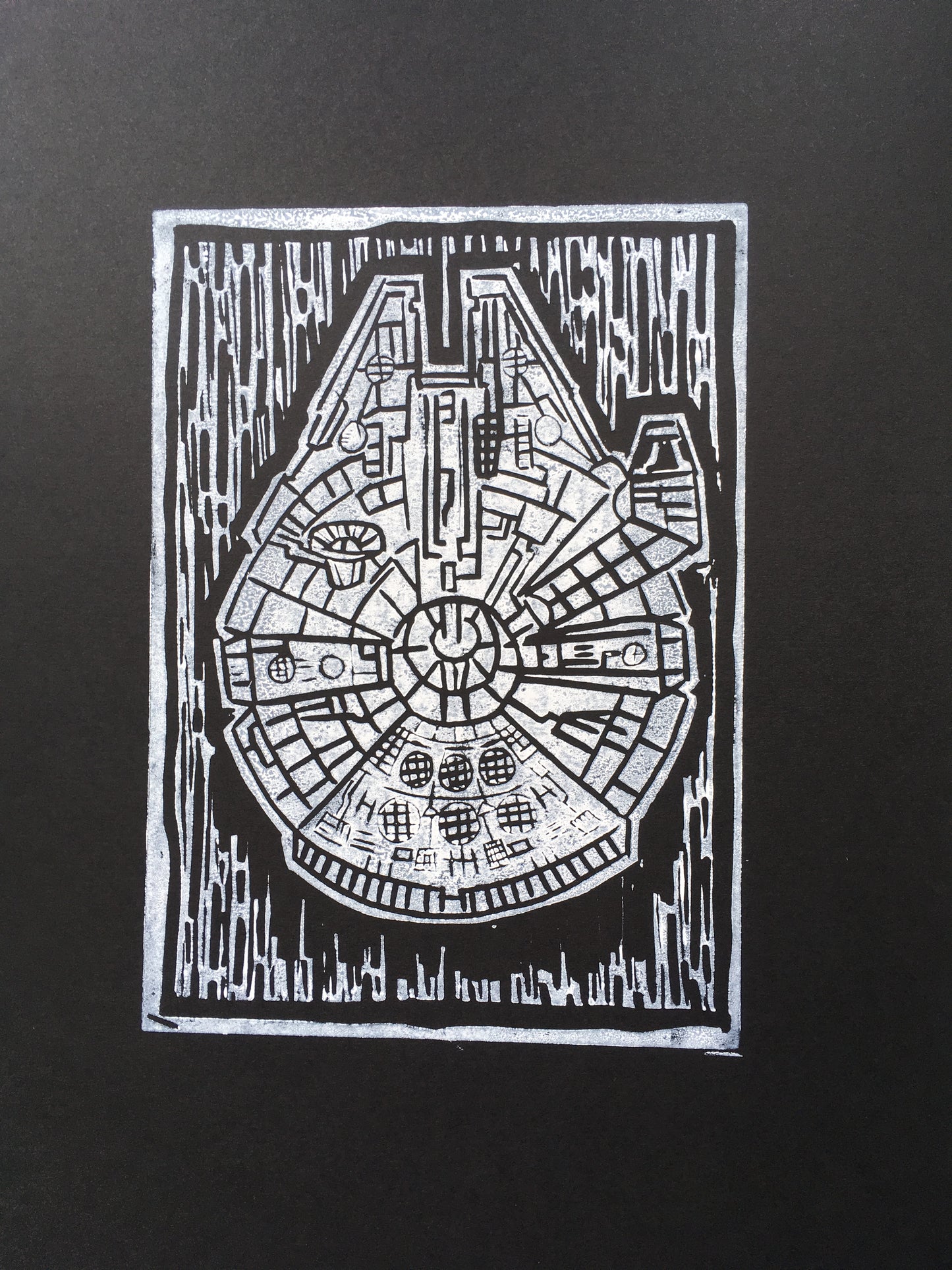 Linoleum Falcon Linocut Print