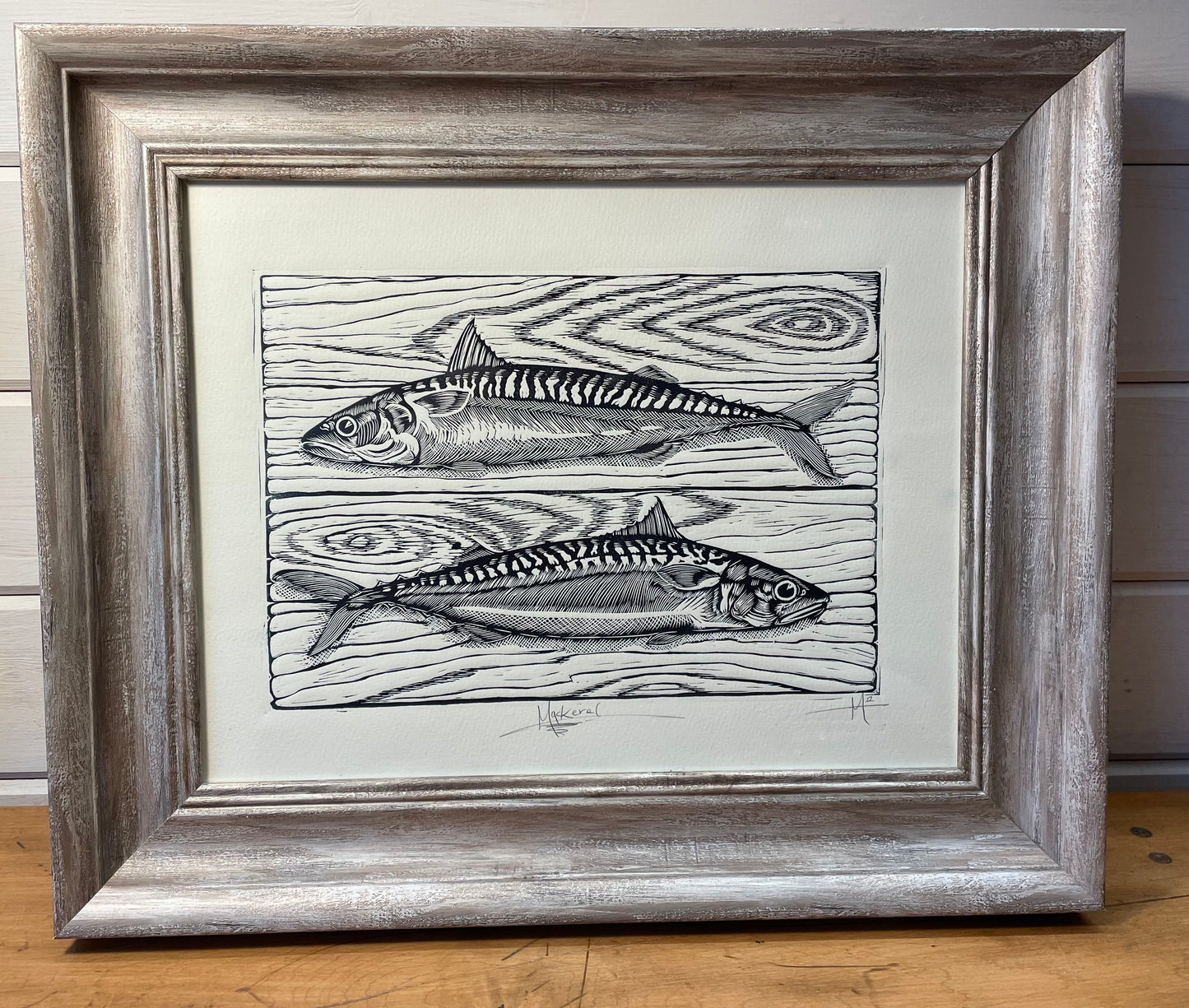 Mackerels Linocut Print