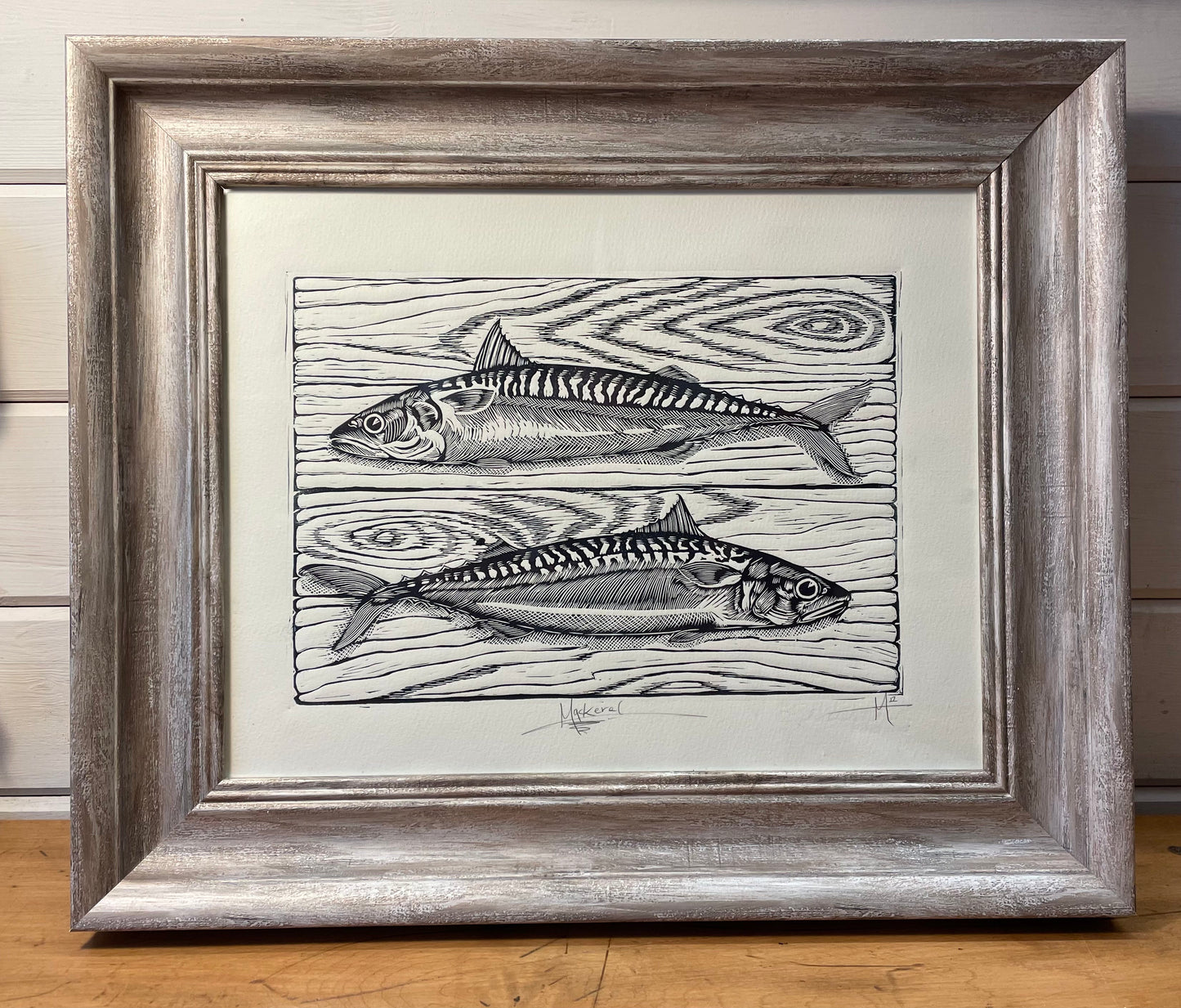 Mackerels Linocut Print