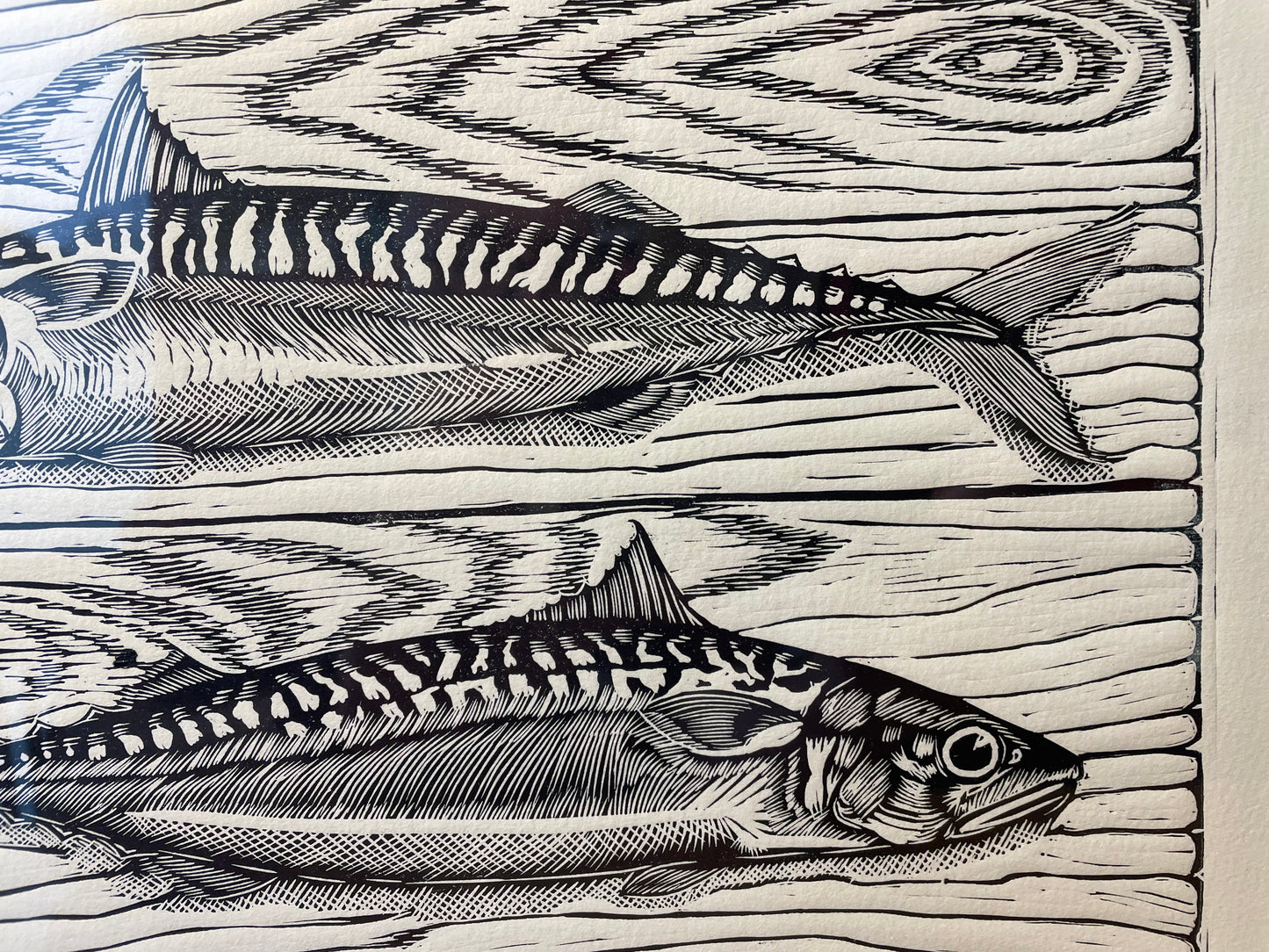Mackerels Linocut Print