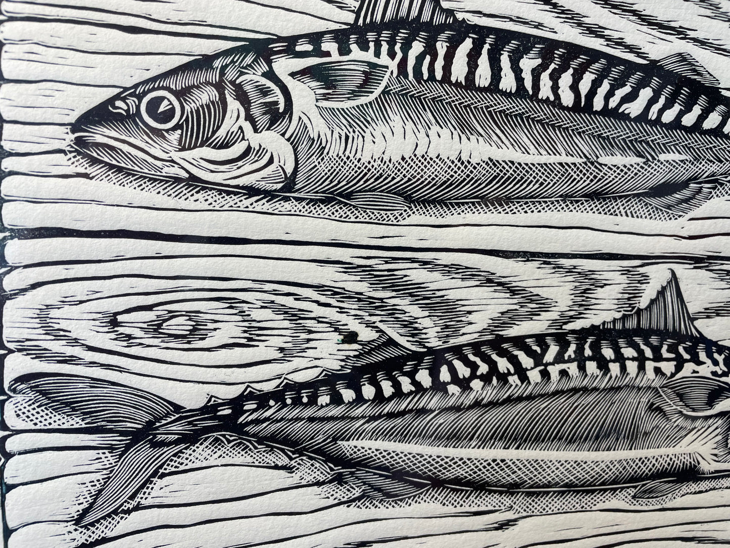 Mackerels Linocut Print