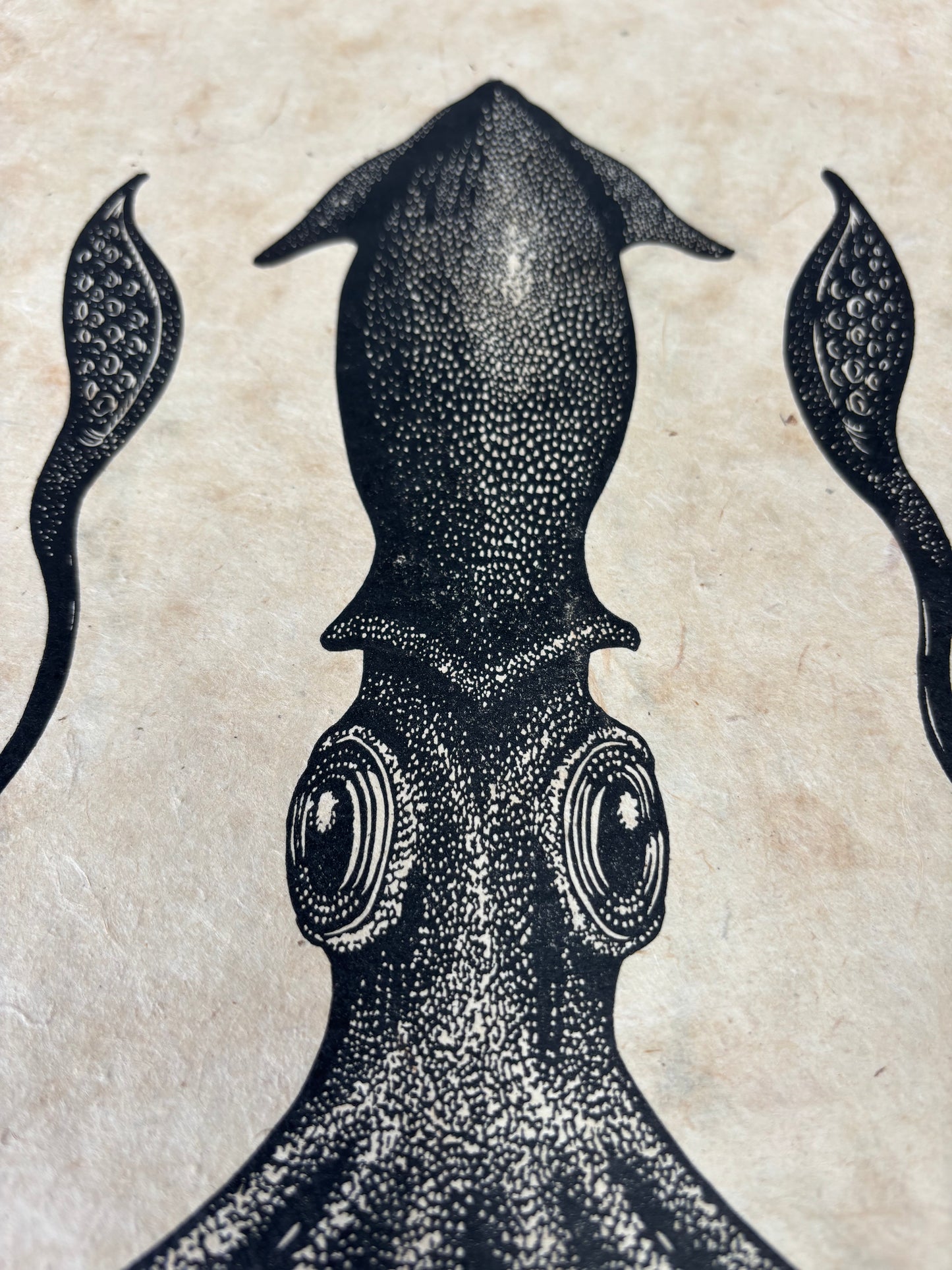 The Squid Linocut