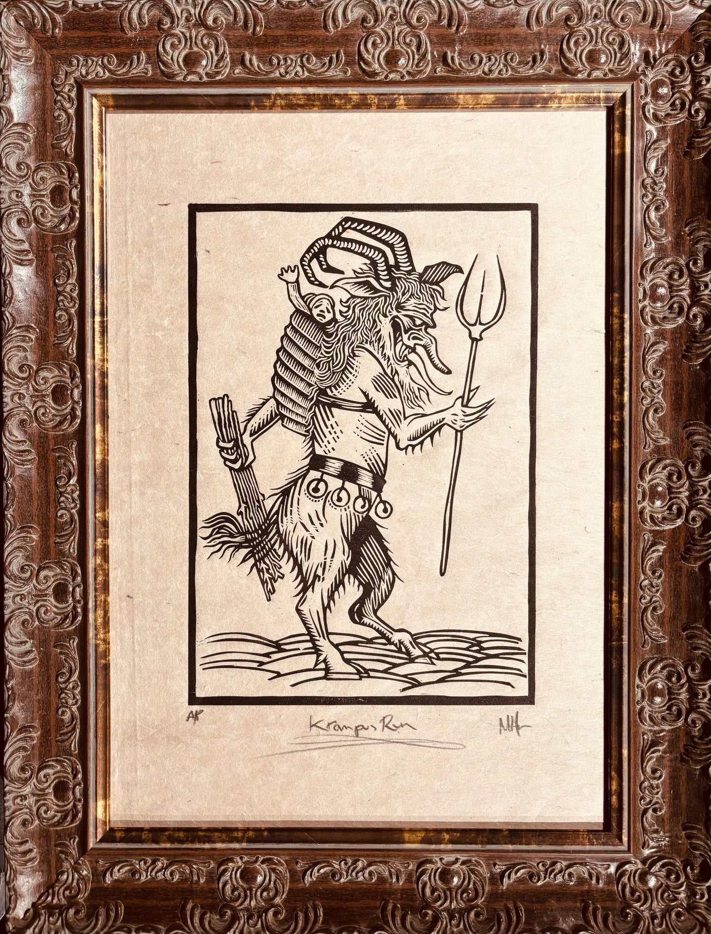 Whitby Krampus Run 2024 Linocut HuPa Linocuts