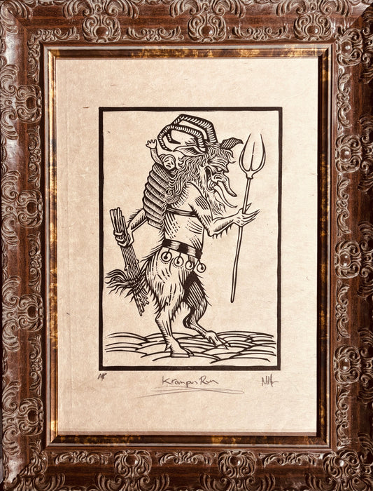 Whitby Krampus Run 2024 Linocut