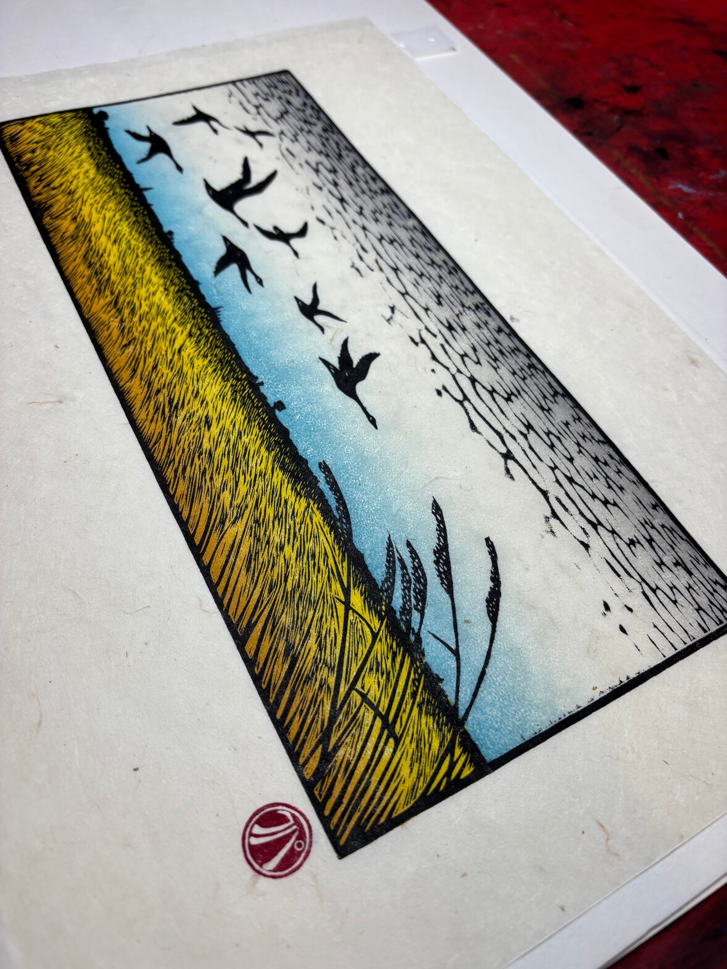 Skein - woodcut of geese