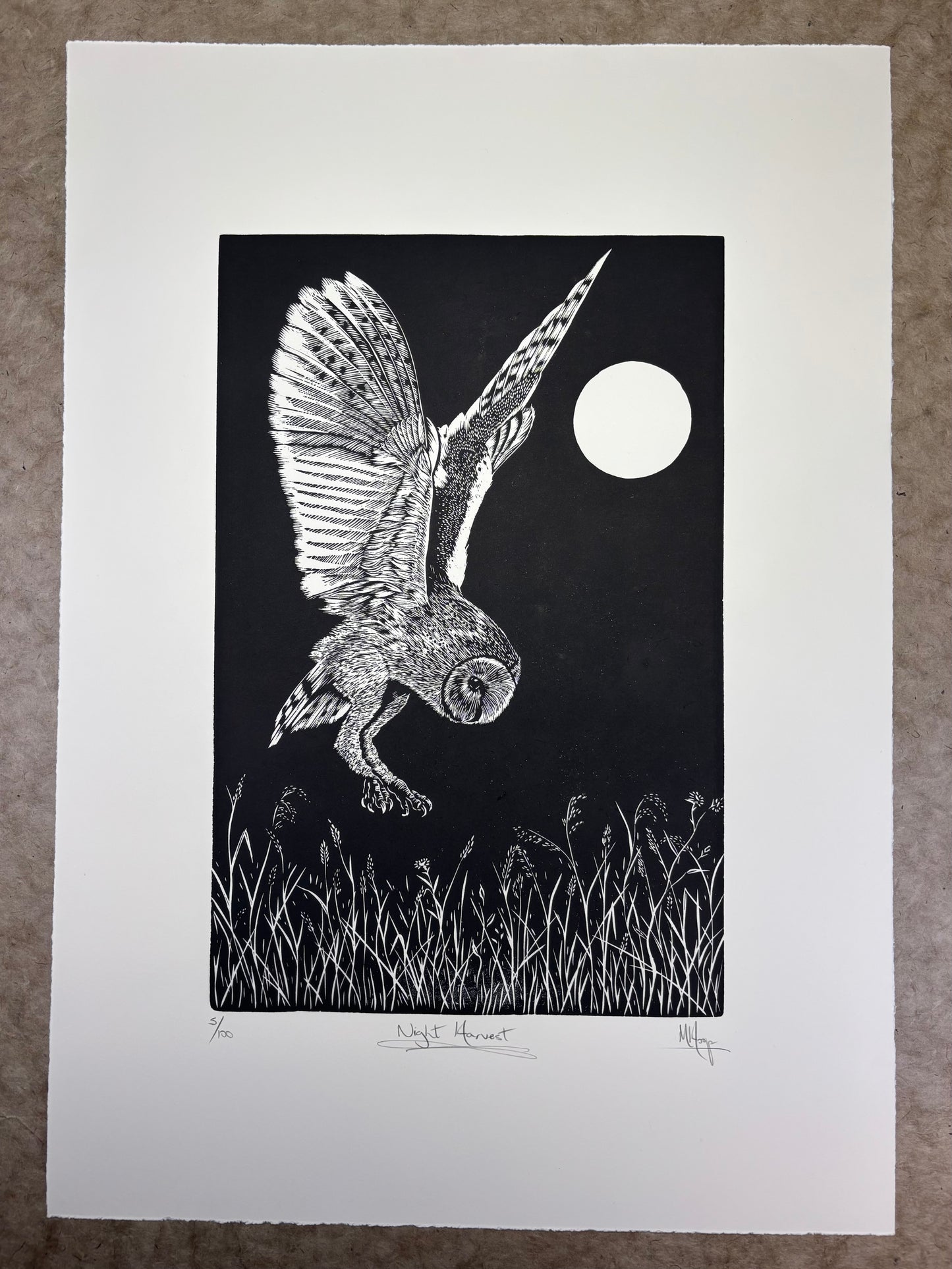 Night Harvest - woodcut print