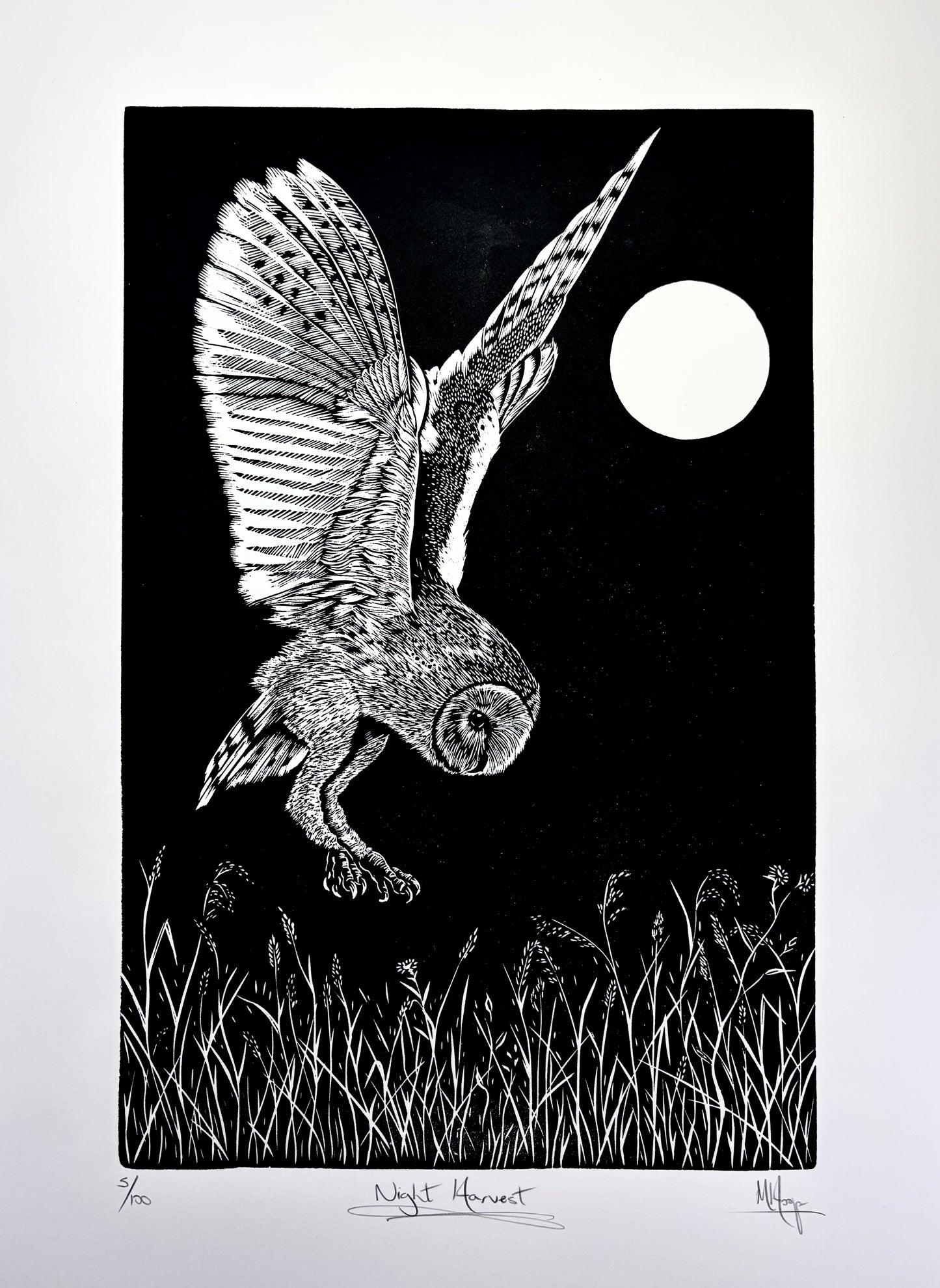 Night Harvest - woodcut print