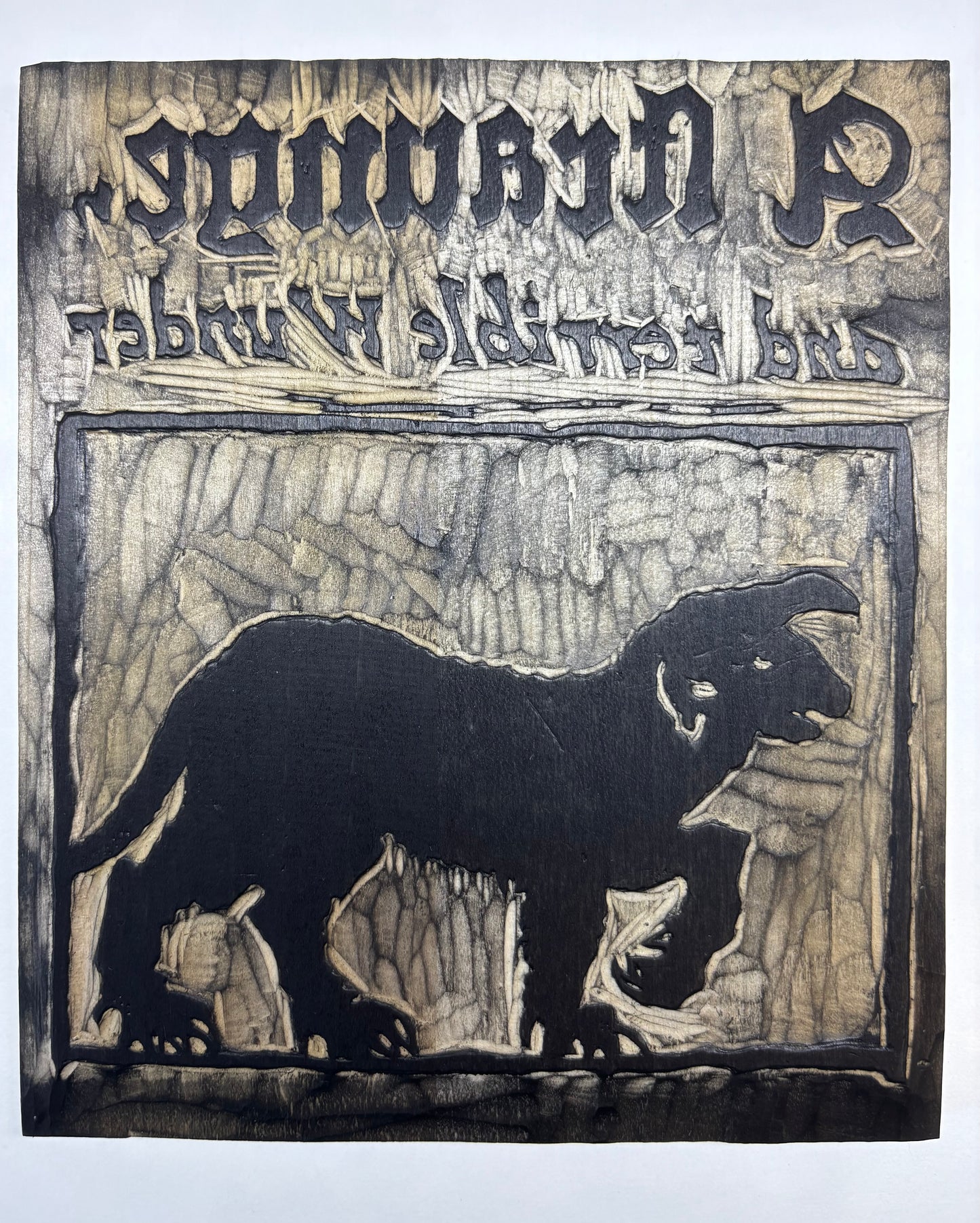 A Straunge & Terrible Wunder - reproduction Black Shuck Woodcut of 1577