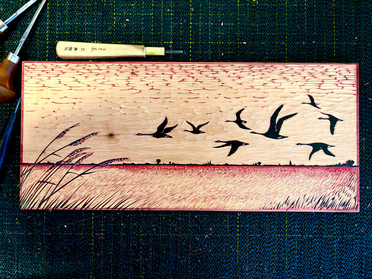 Skein - woodcut of geese
