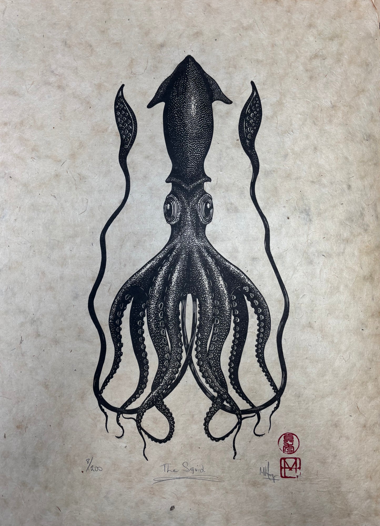 The Squid Linocut
