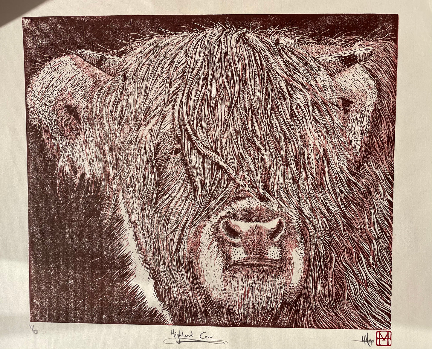 Highland Cow Linocut Print