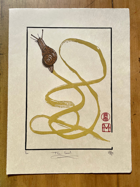 The Snail Linocut Print