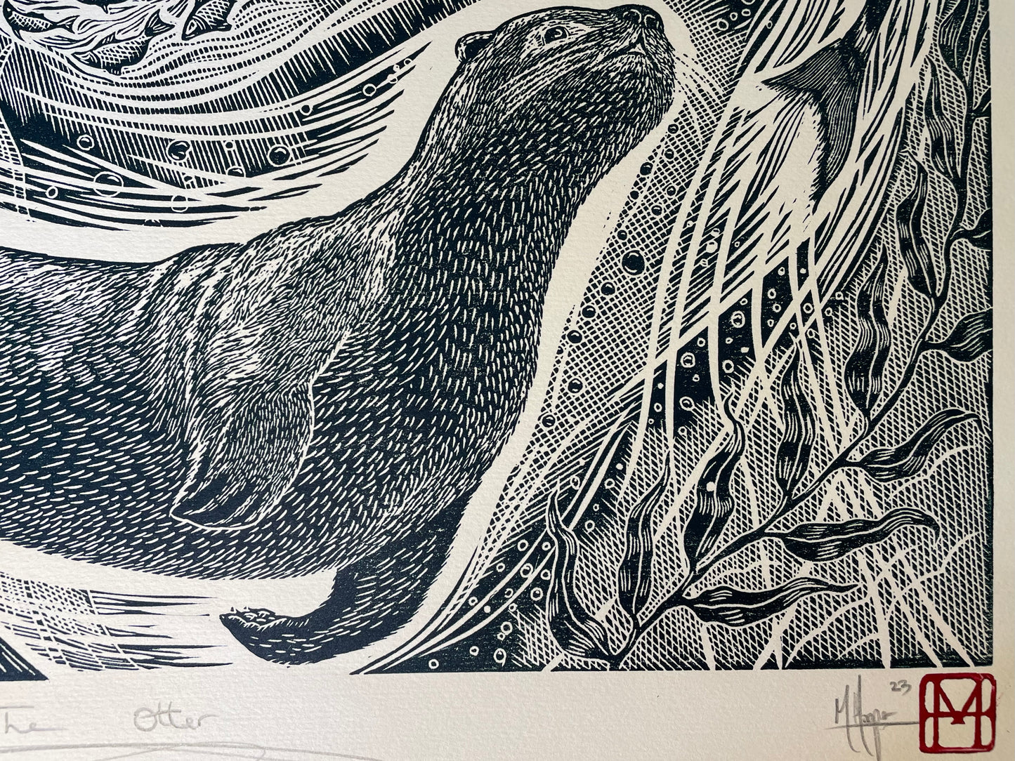 The Otter Linocut Print