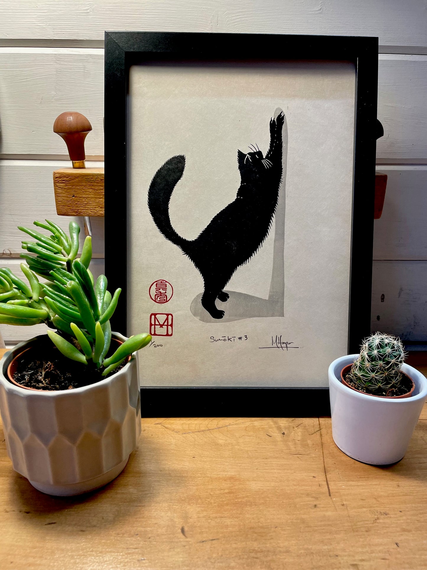 Sumōkī #3 - Japanese inspired cat linocut