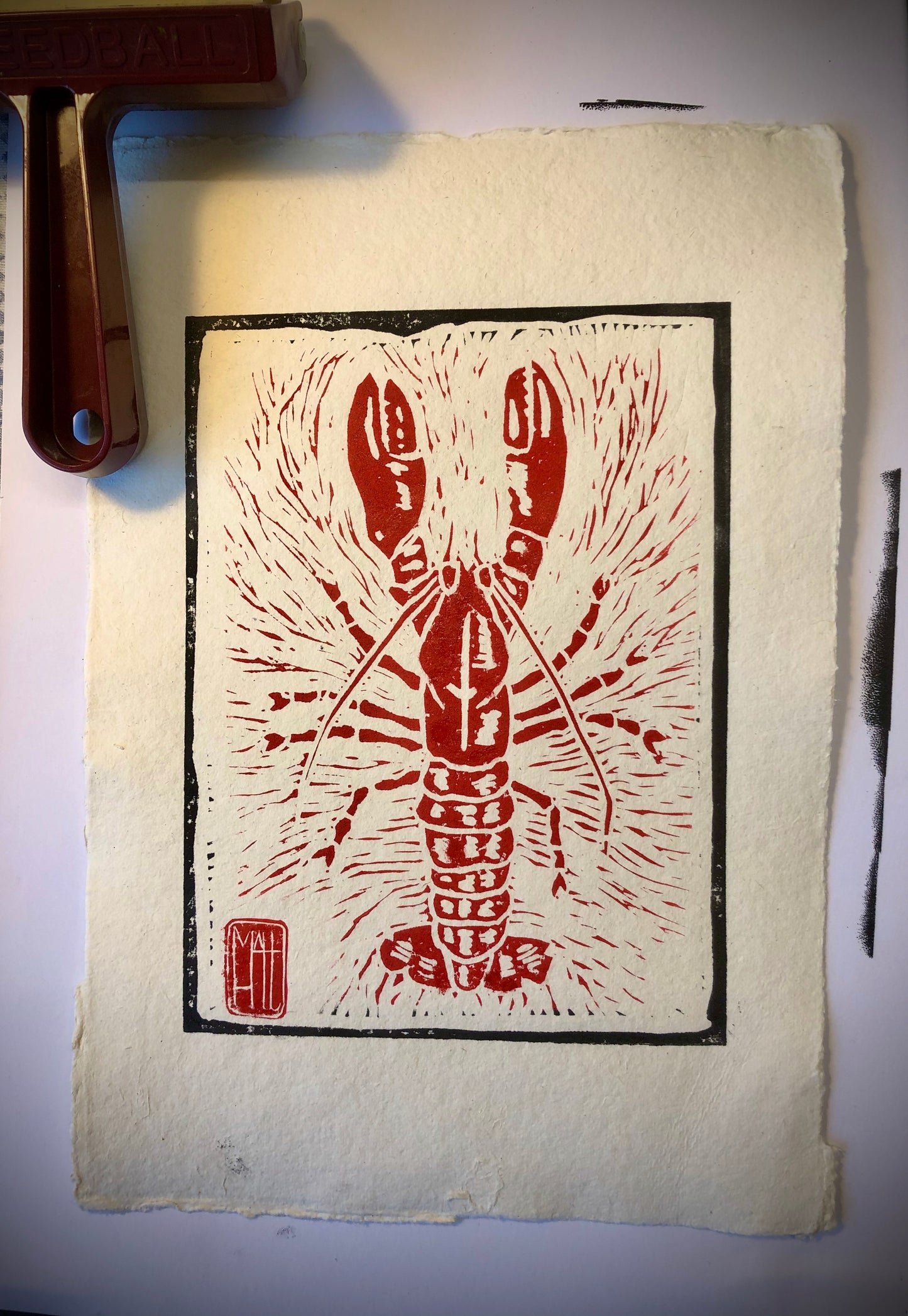 Lobster Linocut Print