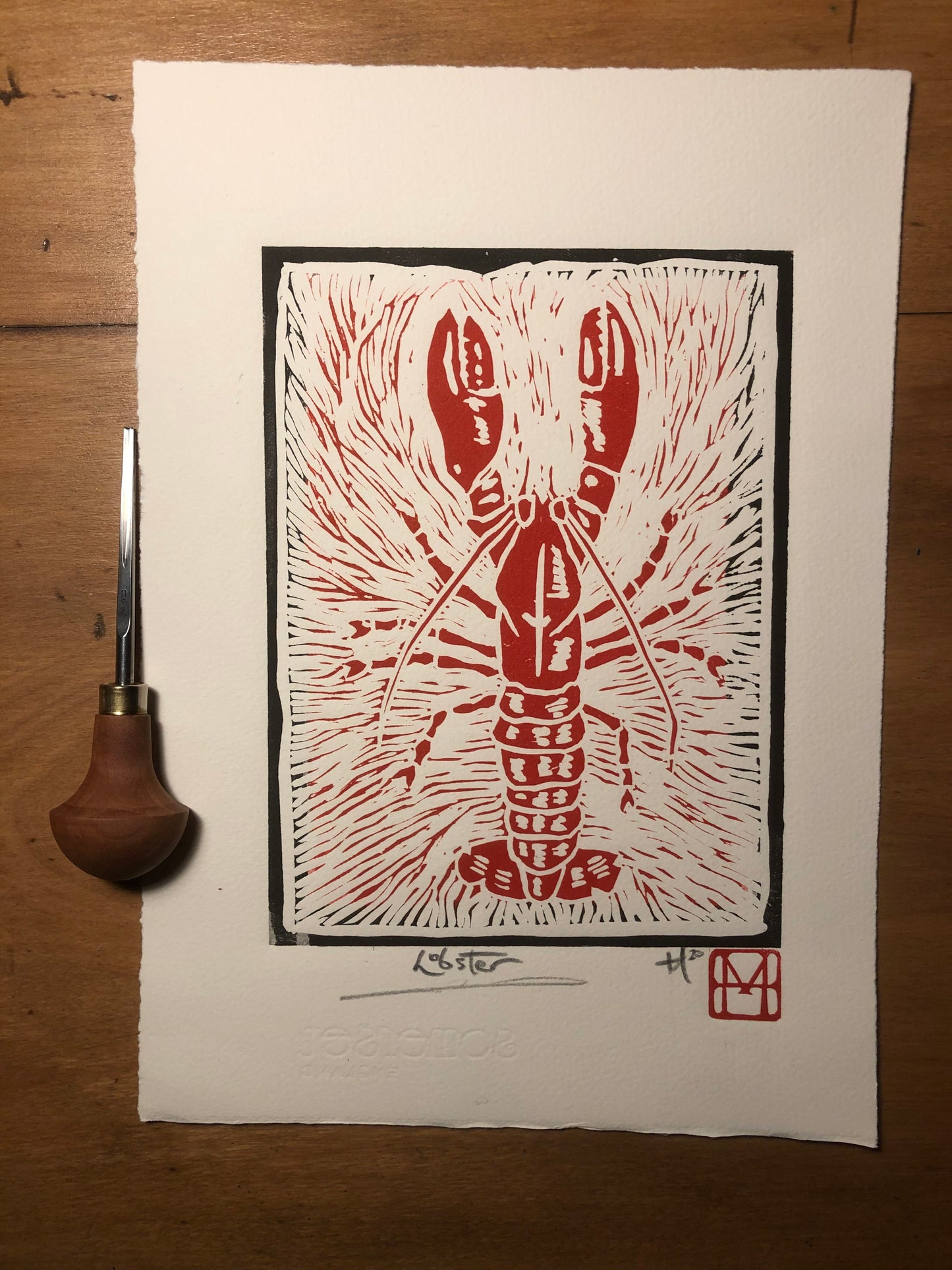 Lobster Linocut Print