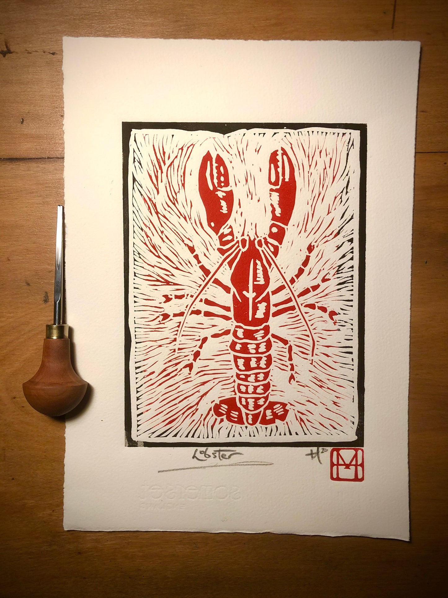 Lobster Linocut Print