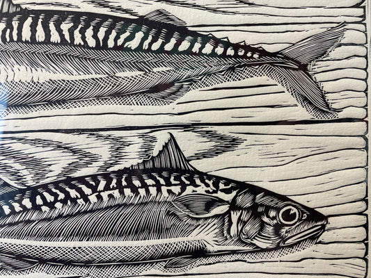 Mackerels Linocut Print