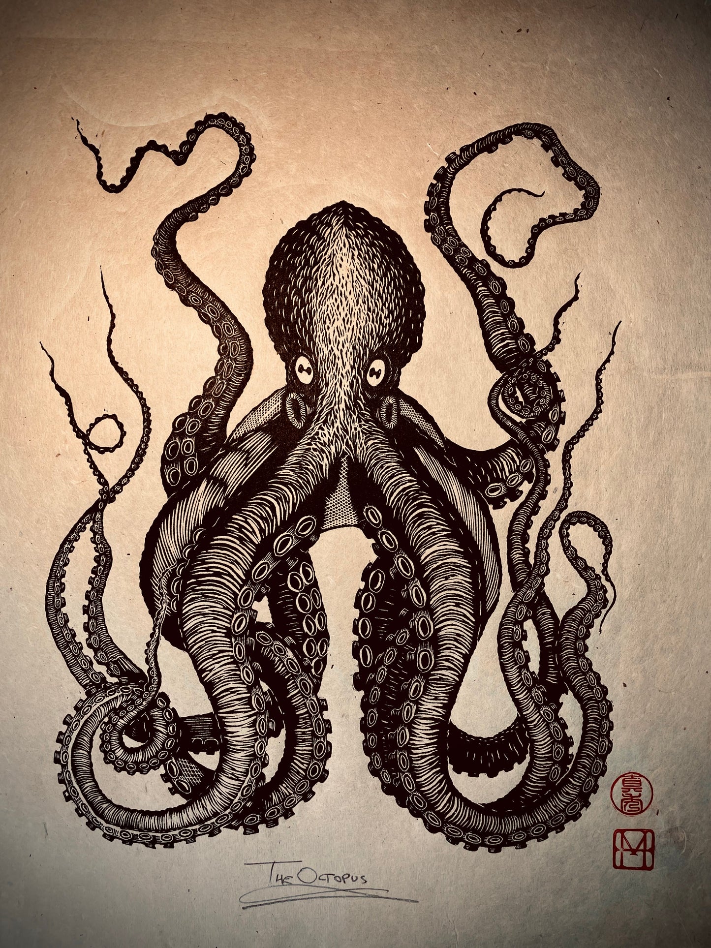 The Octopus Linocut Print