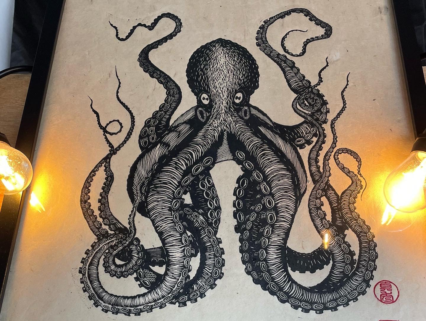 The Octopus Linocut Print