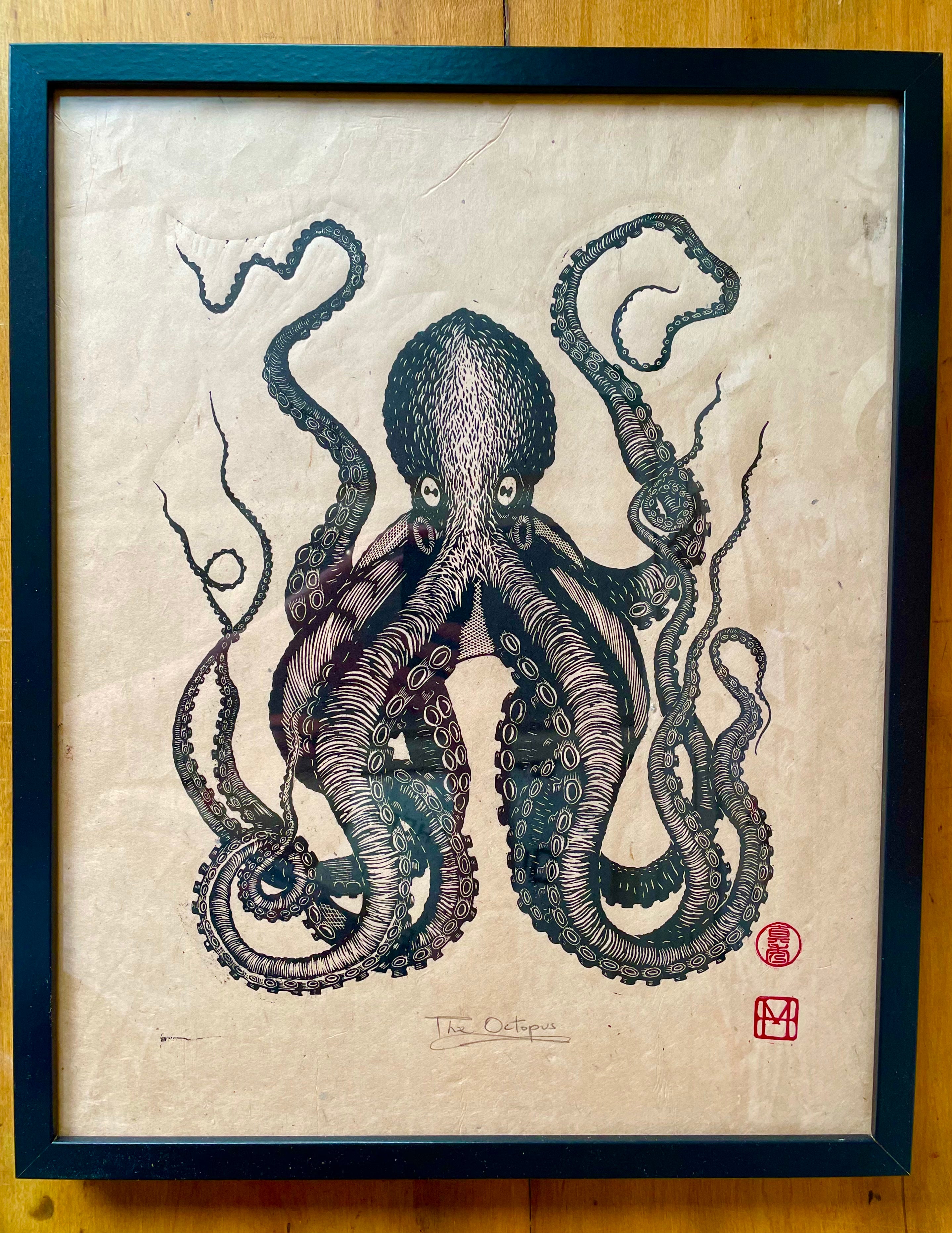 The Octopus Linocut Print – HuPa Linocuts