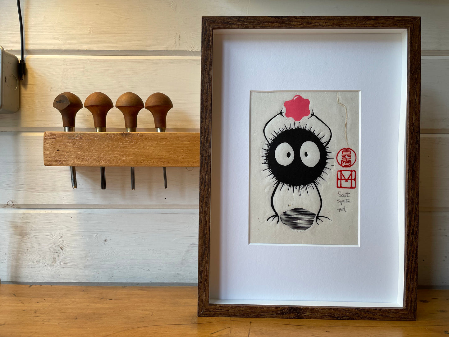 Soot Sprite Linocut Print