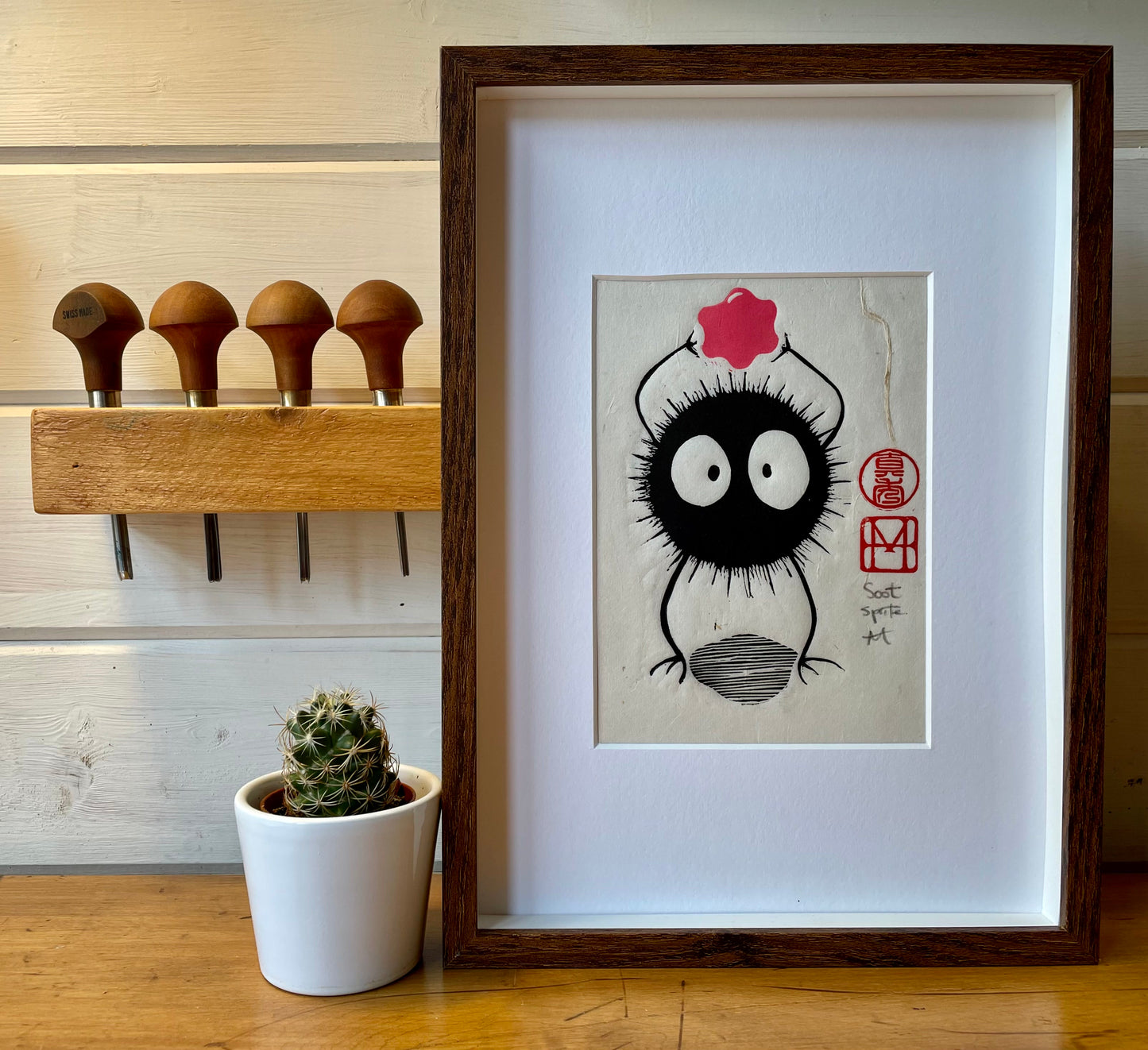 Soot Sprite Linocut Print