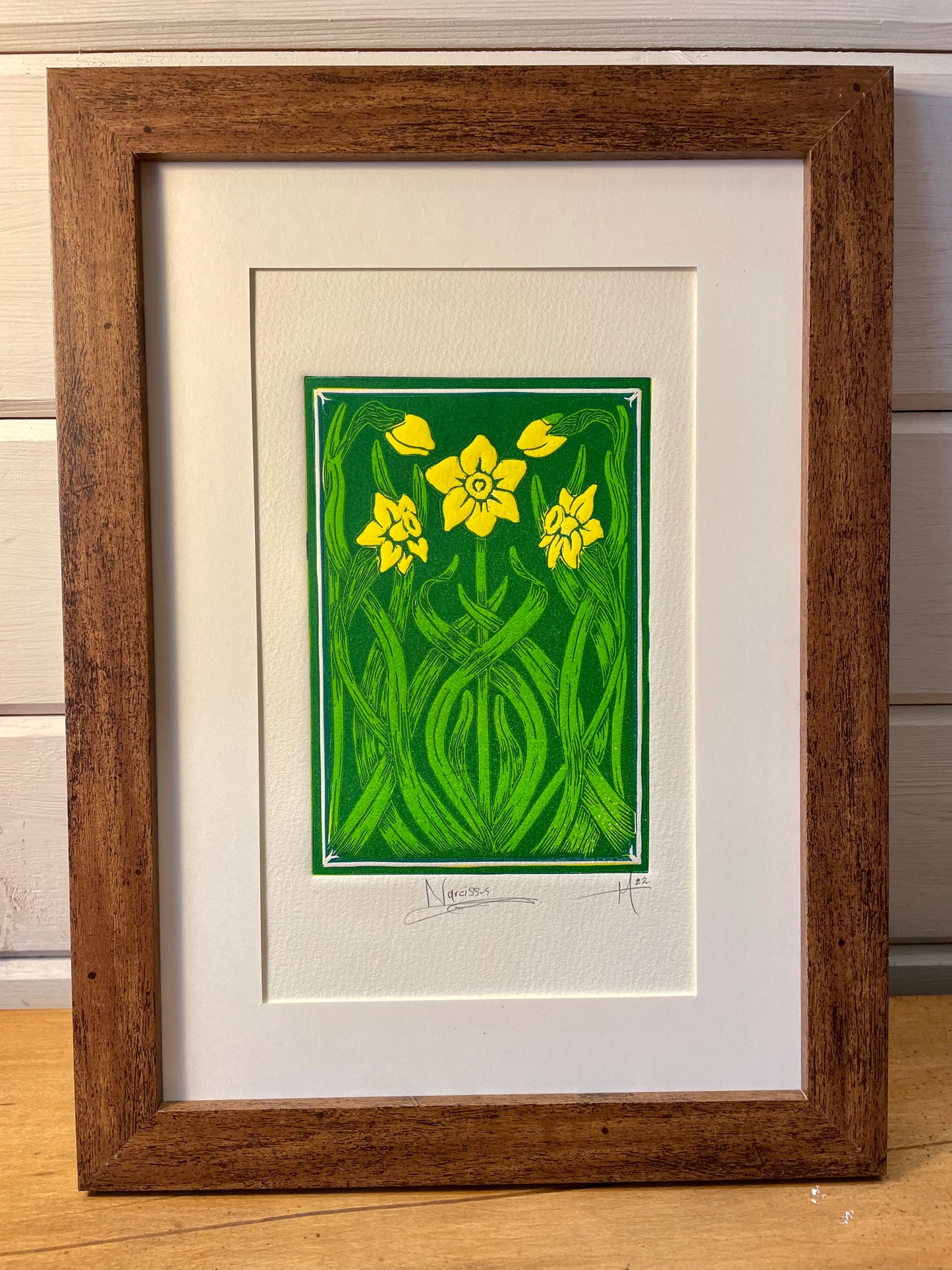 Narcissus Daffodil Linocut Print
