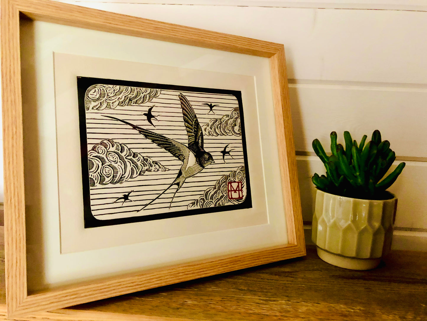 Swallow Linocut Print